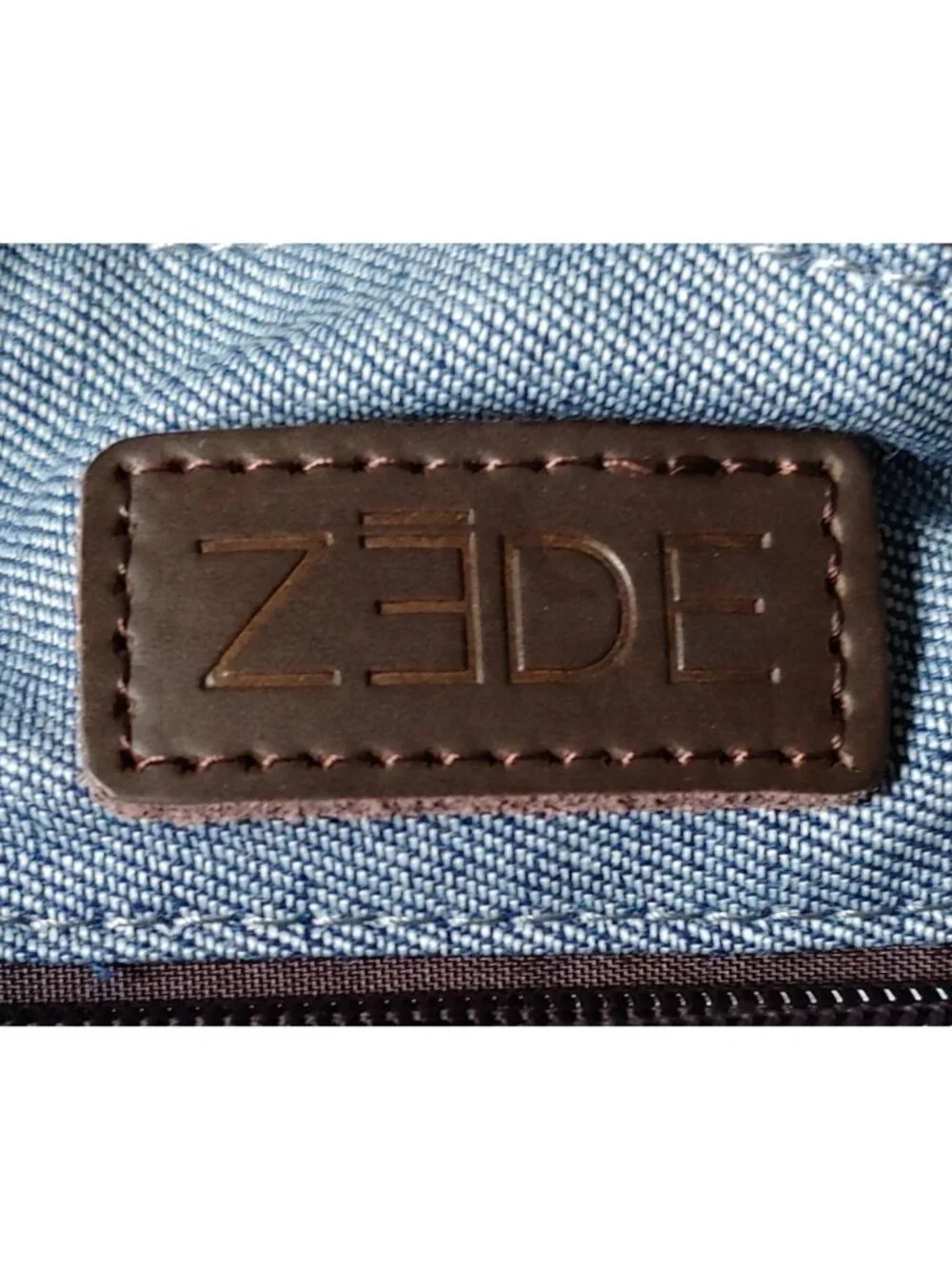 ZEDE Washed Canvas Split Leather Crossbody Tote Travel Bag Contemporary